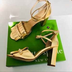 Kate spade old metallic gold block heel sandals